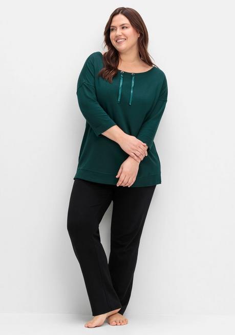 Sheego Oversized-Shirt Mit Bindebändchen - Tiefgrün Sheego