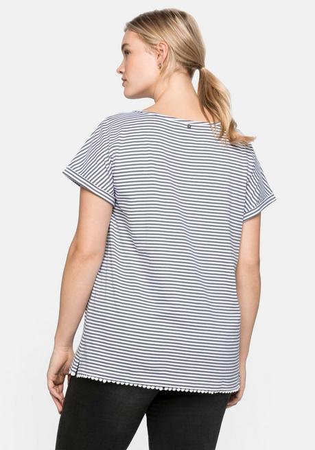 Sheego Oversized-Shirt Mit Garngefärbten Ringeln - Rauchgrau Sheego