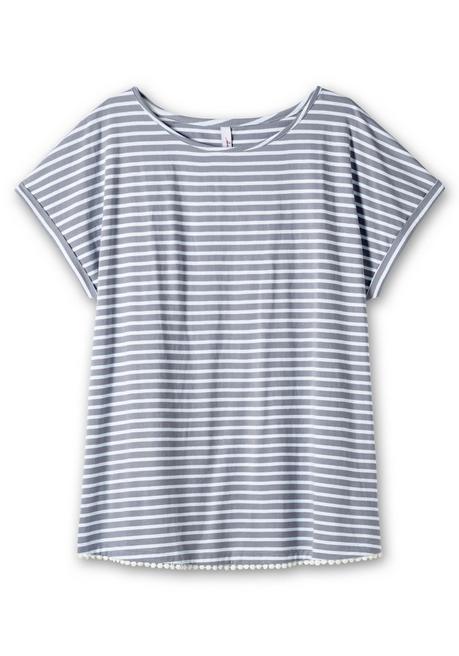 Sheego Oversized-Shirt Mit Garngefärbten Ringeln - Rauchgrau Sheego