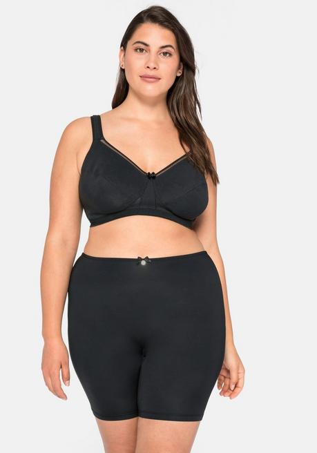 Sheego Panty Im High-Waist-Schnitt Mit Langem Bein, Microfaser - Schwarz Sheego