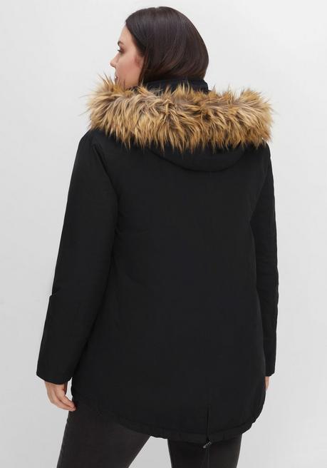 Sheego Parka Mit Fellimitat-Kapuze Und Oversized-Schultern - Schwarz Sheego