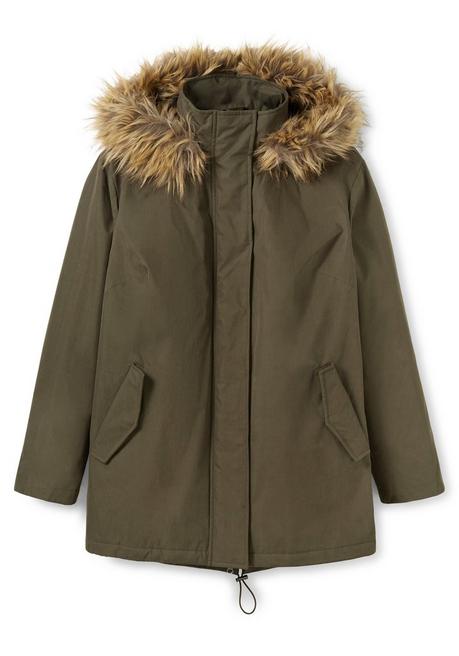 Sheego Parka Mit Fellimitat-Kapuze Und Oversized-Schultern - Dunkeloliv Sheego