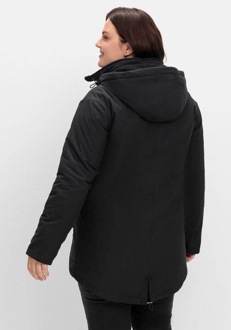 Sheego Parka Mit Gefütterter Kapuze Und 2-Wege-Zipper - Schwarz Sheego