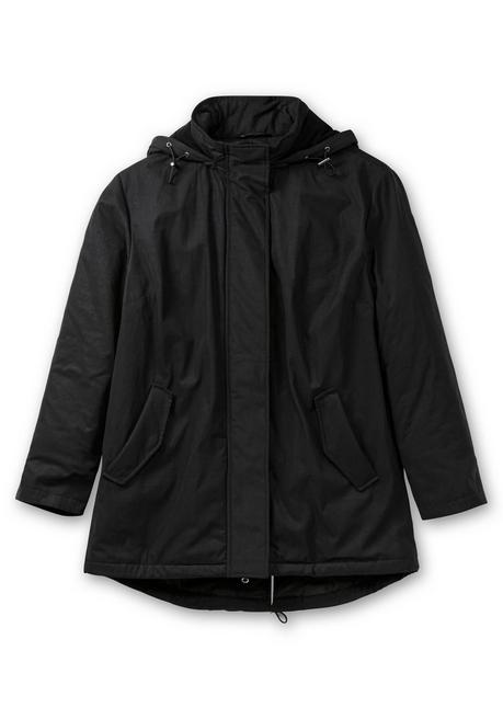 Sheego Parka Mit Gefütterter Kapuze Und 2-Wege-Zipper - Schwarz Sheego