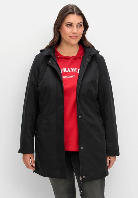 sheego Parka mit gestreiftem Futter, wasserabweisend - schwarz sheego sheego Parka mit gestreiftem Futter, wasserabweisend - schwarz sheego