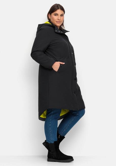 Sheego Parka Mit Kontrastfutter, Wasserabweisend - Schwarz Sheego