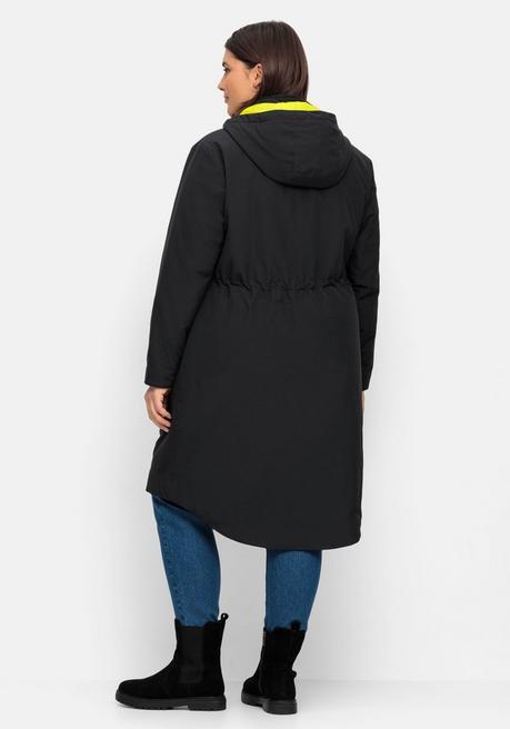 Sheego Parka Mit Kontrastfutter, Wasserabweisend - Schwarz Sheego