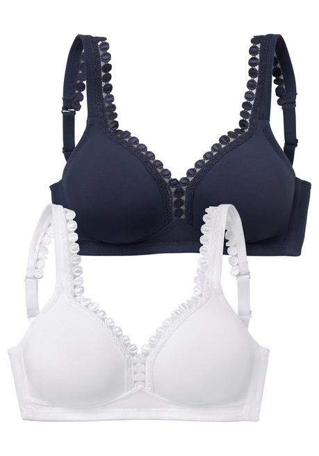 PETITE FLEUR Soft-BH - Weiß+marine Sheego