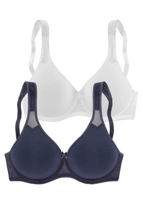 PETITE FLEUR T-Shirt-BH - Weiß+marine Sheego