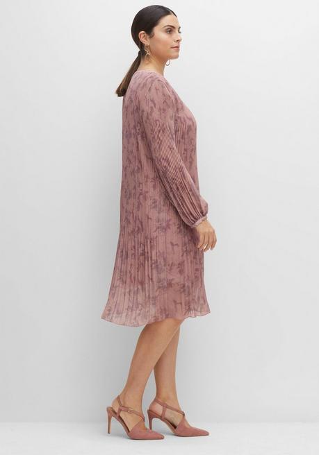Sheego Plissiertes Chiffonkleid Mit Alloverdruck - Rosé Gemustert Sheego
