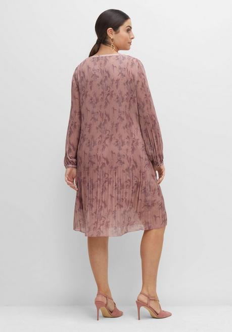 Sheego Plissiertes Chiffonkleid Mit Alloverdruck - Rosé Gemustert Sheego