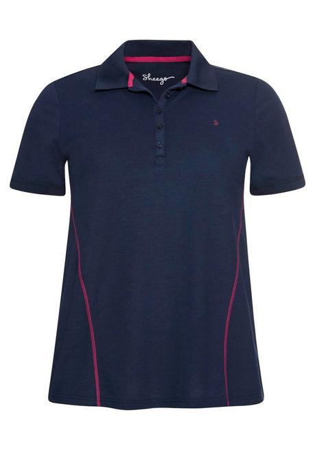 Sheego Poloshirt In Piqué-Qualität, Mit Teilungsnähten - Marine Sheego