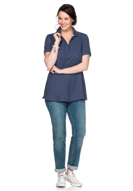 Sheego Poloshirt Mit Kurzem Arm, In Piqué-Qualität - Jeansblau Sheego