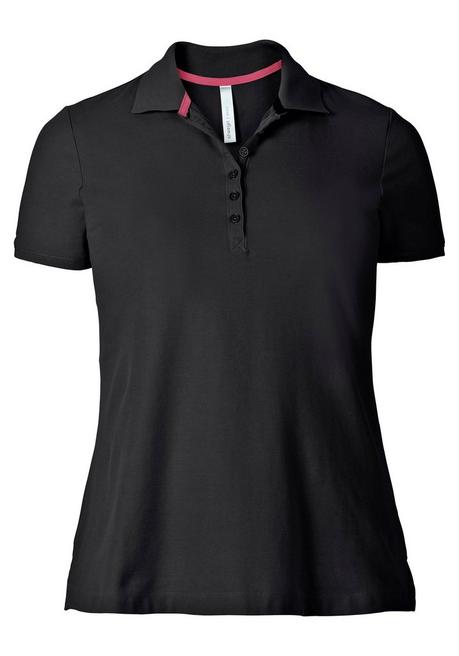 Sheego Poloshirt Mit Kurzem Arm, In Piqué-Qualität - Schwarz Sheego