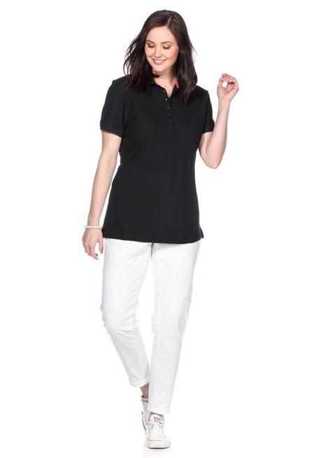 Sheego Poloshirt Mit Kurzem Arm, In Piqué-Qualität - Schwarz Sheego