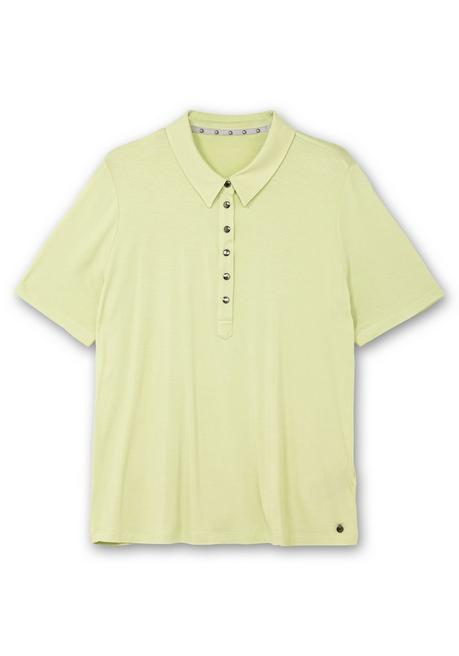 CREATION L PREMIUM Poloshirt Mit Metall-Druckknöpfen - Lindgrün Sheego