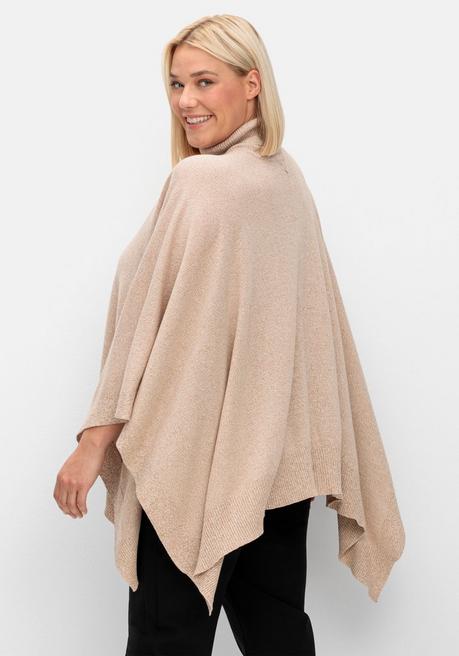 Sheego Poncho Mit Rollkragen, In Quadratischer Form - Cappuccino Meliert Sheego