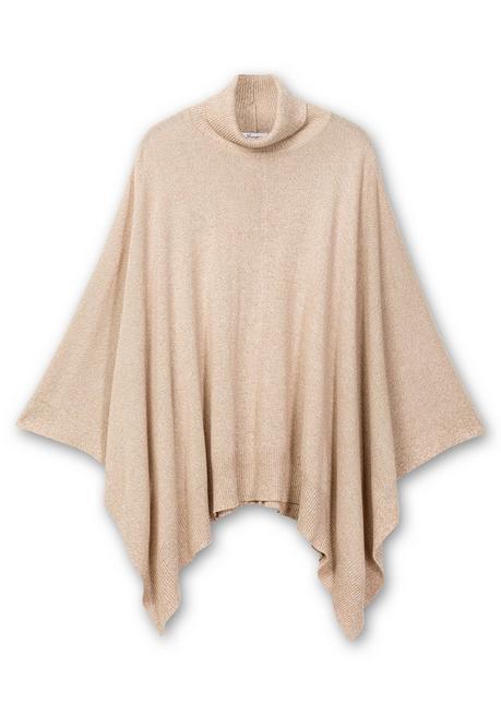 Sheego Poncho Mit Rollkragen, In Quadratischer Form - Cappuccino Meliert Sheego