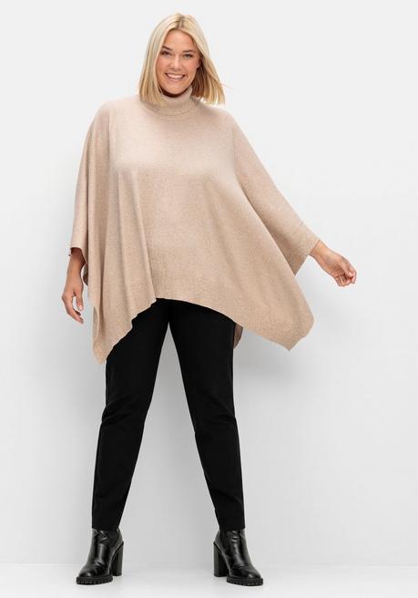 Sheego Poncho Mit Rollkragen, In Quadratischer Form - Cappuccino Meliert Sheego