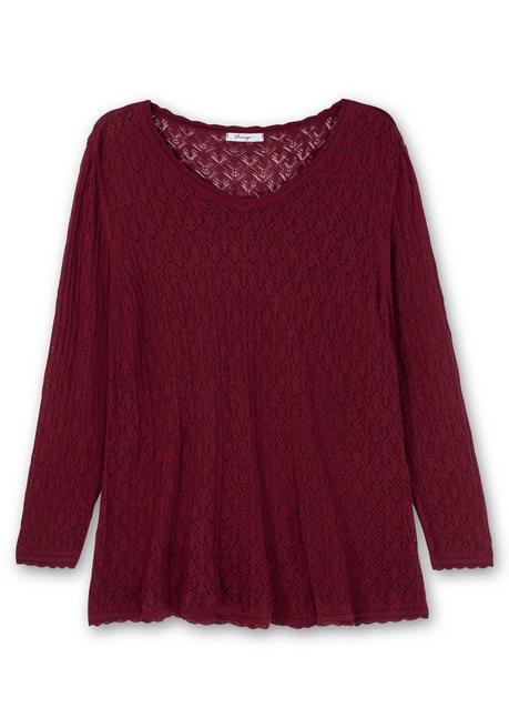 Sheego Pullover Aus Ajourstrick, In Leichter A-Linie - Weinrot Sheego