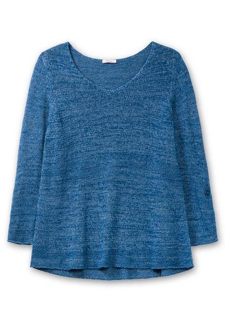 Sheego Pullover Aus Bändchengarn, Mit Krempelärmeln - Blaubeere Meliert Sheego