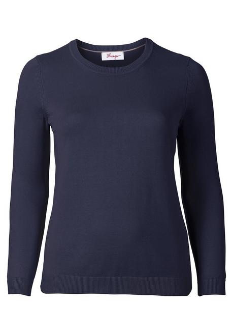 Sheego Pullover Aus Feinstrick Mit Rundhalsausschnitt - Marine Sheego