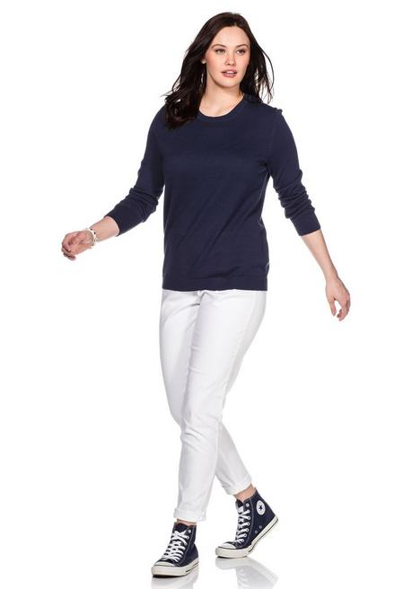 Sheego Pullover Aus Feinstrick Mit Rundhalsausschnitt - Marine Sheego