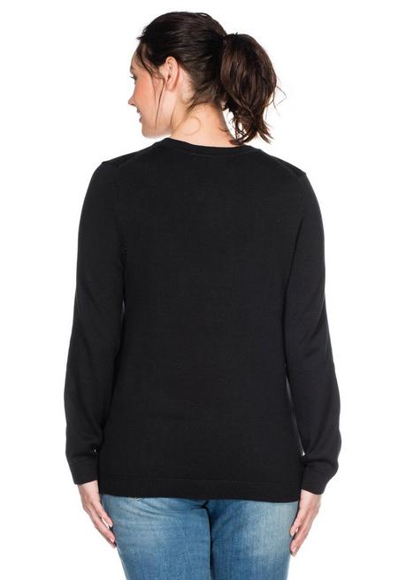 Sheego Pullover Aus Feinstrick Mit Rundhalsausschnitt - Schwarz Sheego
