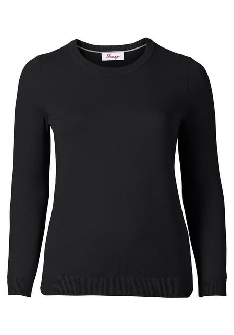 Sheego Pullover Aus Feinstrick Mit Rundhalsausschnitt - Schwarz Sheego