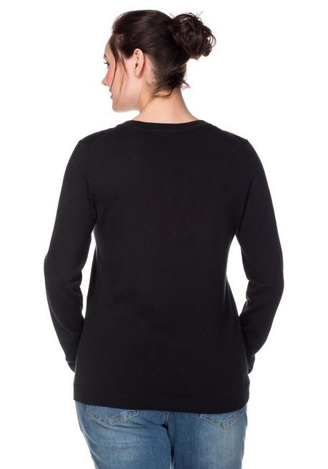Sheego Pullover Aus Feinstrick Mit V-Ausschnitt - Schwarz Sheego