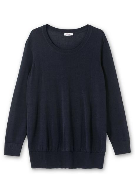 Sheego Pullover Aus Leichtem Strick, Mit Rundhalsausschnitt - Tiefblau Sheego