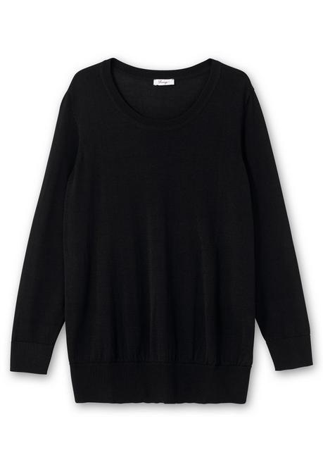 Sheego Pullover Aus Leichtem Strick, Mit Rundhalsausschnitt - Schwarz Sheego