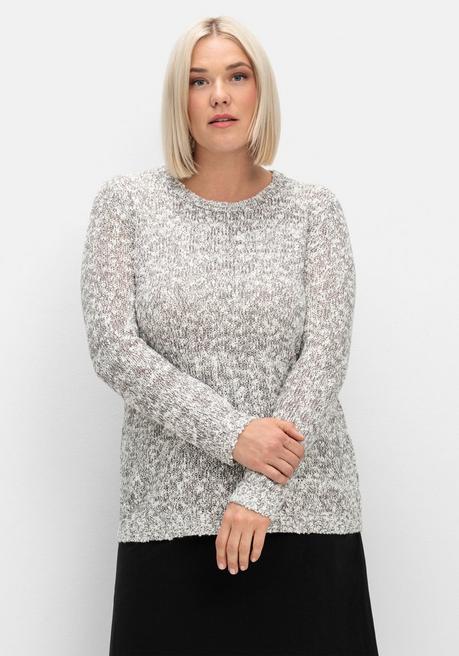 Sheego Pullover Aus Meliertem Effektgarn - Anthrazit Sheego