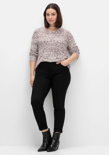 Sheego Pullover Aus Meliertem Effektgarn - Burgund Sheego