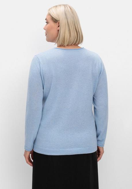 Sheego Pullover Aus Reinem Kaschmir, Mit Rollkanten - Blau Sheego
