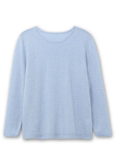 Sheego Pullover Aus Reinem Kaschmir, Mit Rollkanten - Blau Sheego