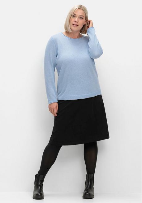 Sheego Pullover Aus Reinem Kaschmir, Mit Rollkanten - Blau Sheego