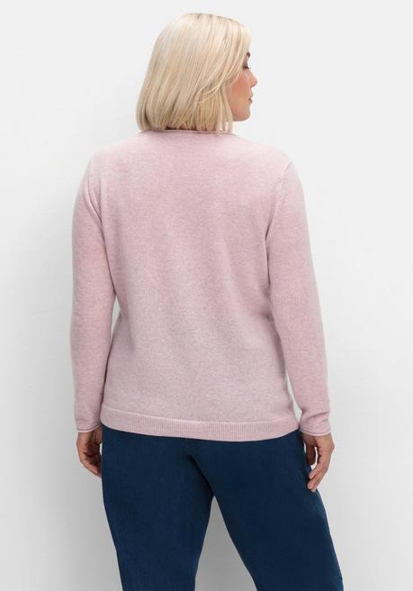 Sheego Pullover Aus Reinem Kaschmir, Mit Rollkanten - Rosé Sheego