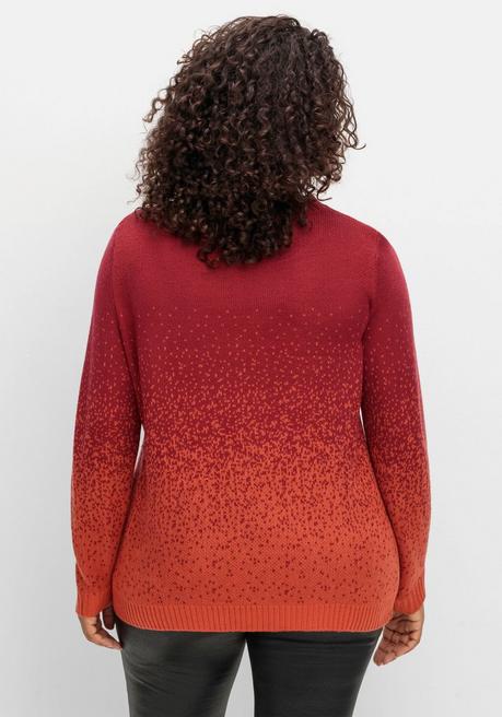 Sheego Pullover Im Jacquardstrick, Mit Farbverlauf - Rot Gemustert Sheego