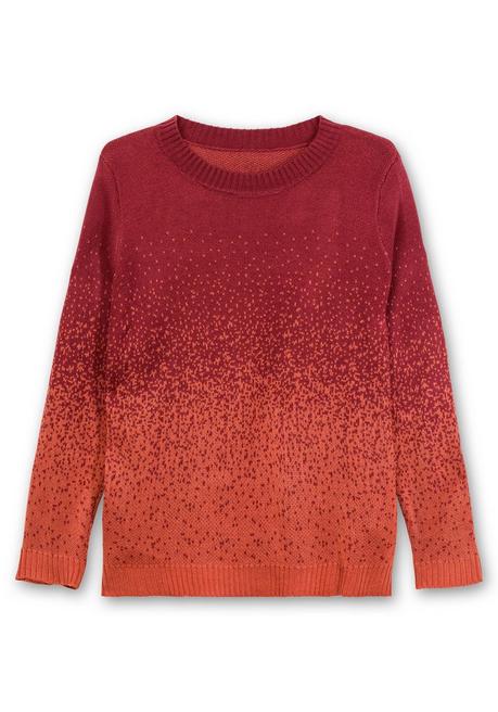 Sheego Pullover Im Jacquardstrick, Mit Farbverlauf - Rot Gemustert Sheego