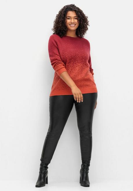 Sheego Pullover Im Jacquardstrick, Mit Farbverlauf - Rot Gemustert Sheego