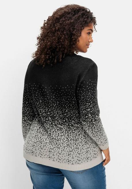 Sheego Pullover Im Jacquardstrick, Mit Farbverlauf - Schwarz Gemustert Sheego
