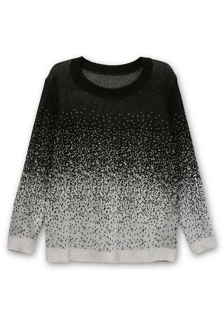 Sheego Pullover Im Jacquardstrick, Mit Farbverlauf - Schwarz Gemustert Sheego