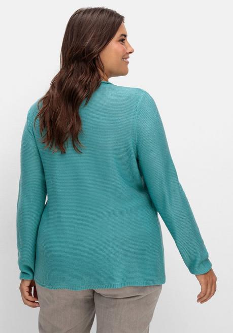 Sheego Pullover Im Lagenlook, In Rippstruktur - Türkis Sheego