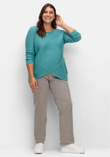 Sheego Pullover Im Lagenlook, In Rippstruktur - Türkis Sheego