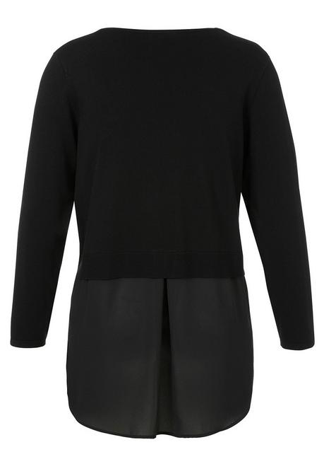 VIA APPIA DUE Pullover Im Layering-Look, Mit V-Ausschnitt - Schwarz Sheego