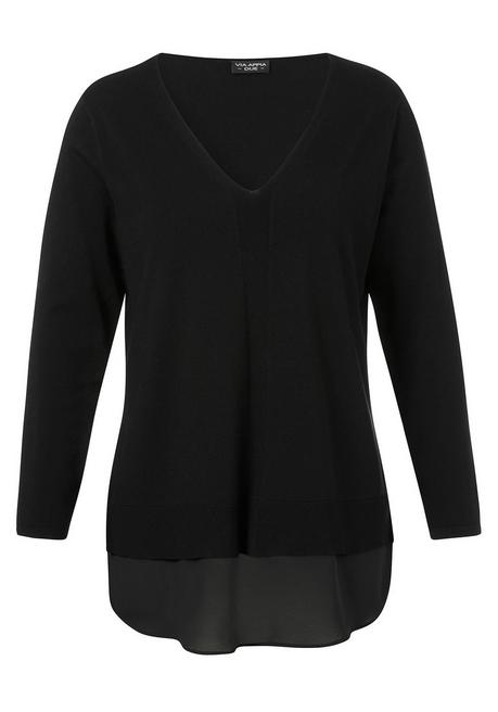 VIA APPIA DUE Pullover im Layering-Look, mit V-Ausschnitt - schwarz sheego