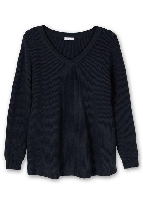 Sheego Pullover Im Patentstrickmuster, In Leichter A-Linie - Nachtblau Sheego