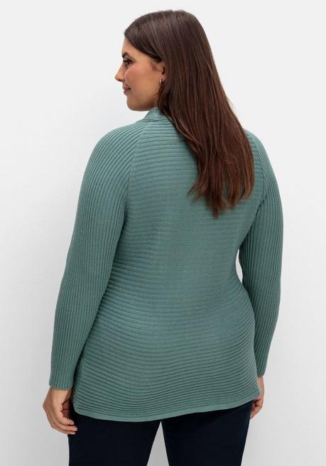 Sheego X Collection L. Pullover Im Rippstrick, Mit Raffung Vorn - Jade Sheego