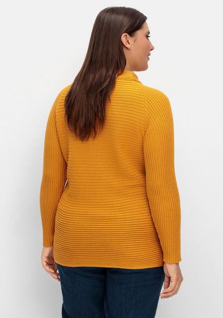 Sheego X Collection L. Pullover Im Rippstrick, Mit Raffung Vorn - Ocker Sheego